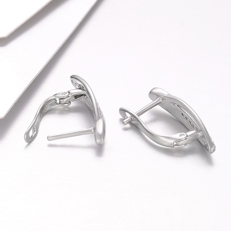 Aretes de Hebilla en D de Aleación con Diseño de Hoja para Mujer image 4