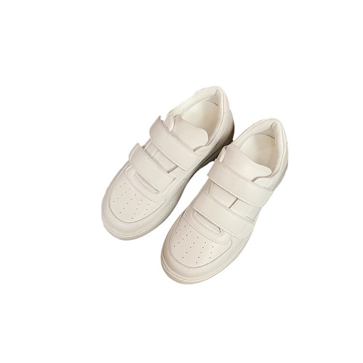 Baskets skate en cuir pour femme velcro semelle compensée blanc_voghion.com