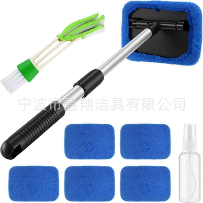 Car cleaning tools – Brush Sponge Handle Factory - 1-set-tpr-pentagonal-handle-6-royal-blue-cloth-covers-1-50ml-bottle-1-detail-brush
