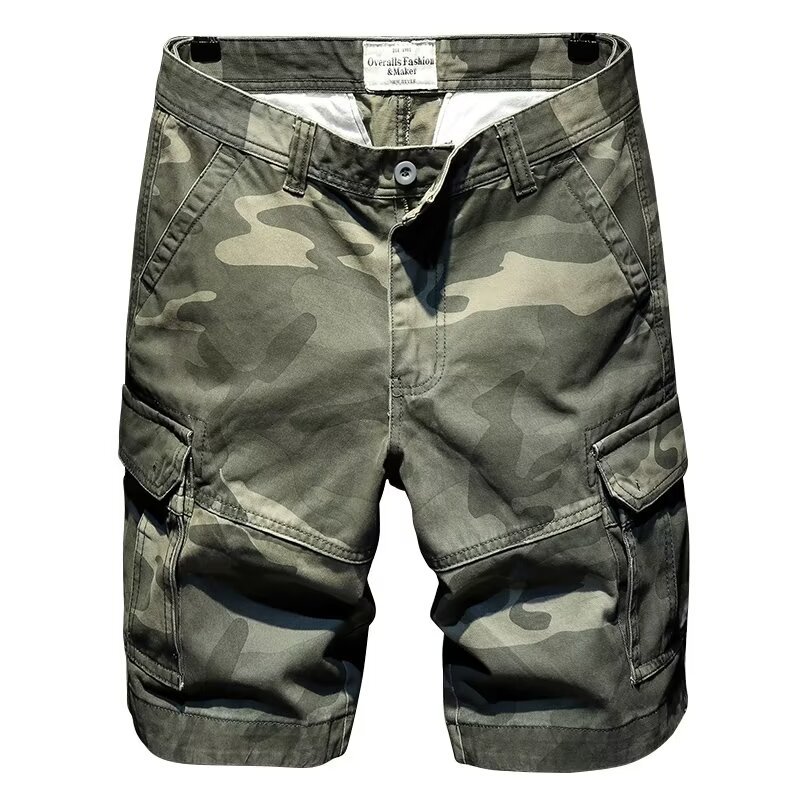 Shorts Men's 2024 Summer New Fashion Brand Camouflage Retro Jeans American Loose Men's Casual Pants
