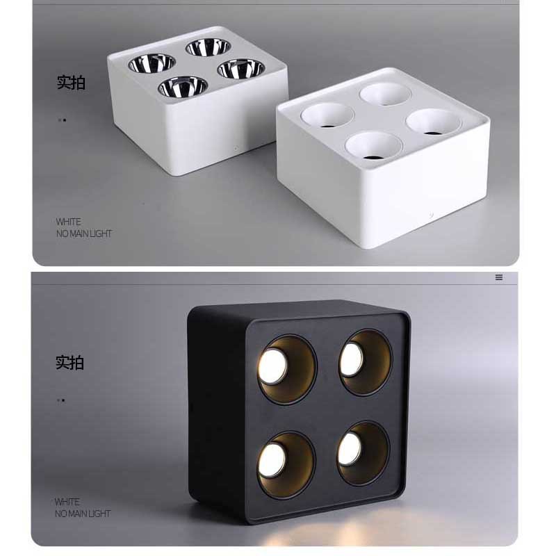 Unmated Lighting 4-Head Square Tube LED Downlight for Living Room, Home Installation, Bedroom Lighting 4-Head Lantern Lamp