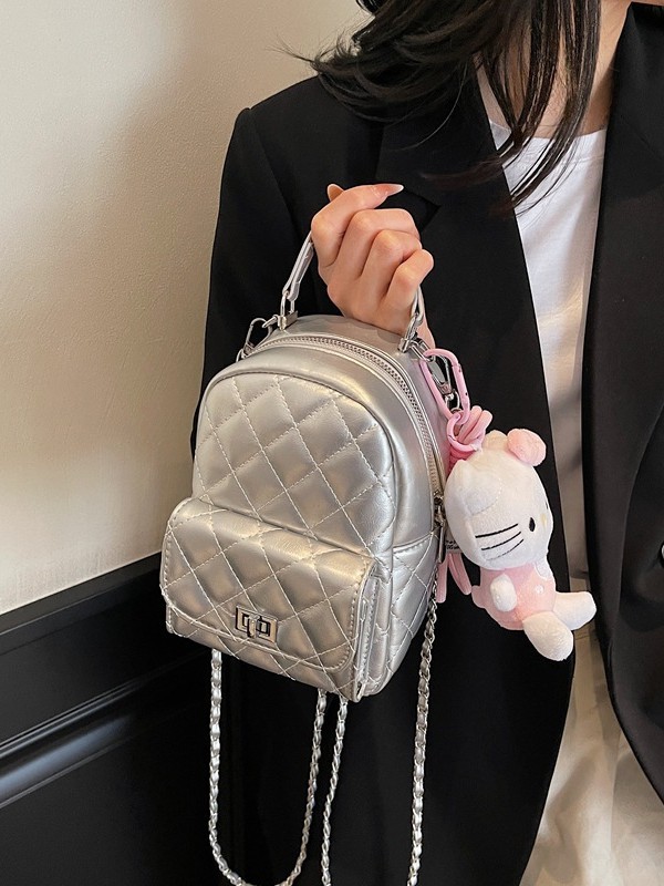 Bolsos para mujer 2025 nueva versión coreana de la mochila pequeña de la moda Lingge de alta gama de la fragancia pequeña bolsa de mensajero de cadena multiusos