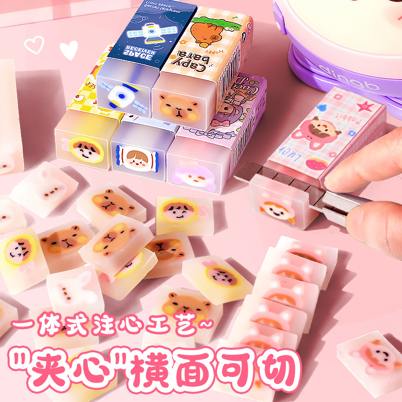 Eraser creativo lindo limpio Eraser un barril de dibujos animados Eraser sándwich no deja marcas Premios para estudiantes
