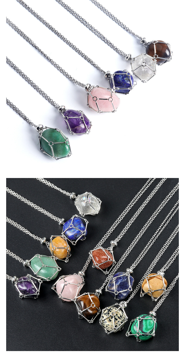 Long Necklace Classification 304 Stainless Steel Chain Material Woven Chain Chain Type 1 Piece Quantity Travel, Daily Occasion Retro Ethnic Style Geometric Stainless Steel Semi-precious Stone Unisex Pendant Necklace