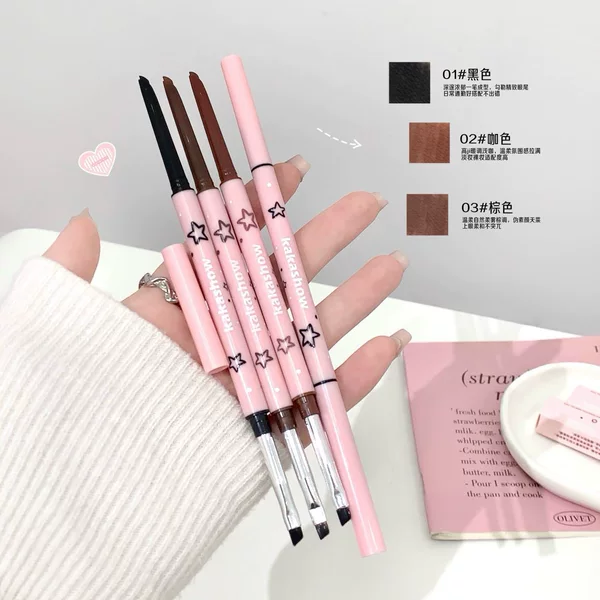kakashow Dual-Ended Blade Eyeliner Pen, Silky Smooth Ultra-Fine Tip with Built-in Blade Brush, Long-Lasting 2-in-1 Eyeliner Pen