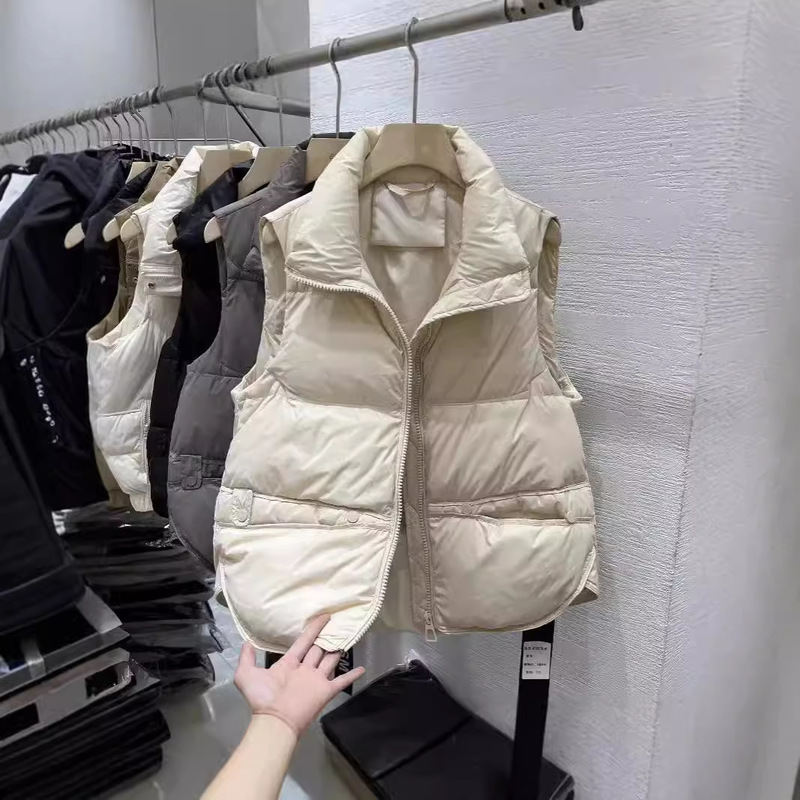 2025 European Autum Popular Stand-Up Collar down Cotton Vest, Versatile Fashionable Cotton Vest Jacket for Small People, Trendy