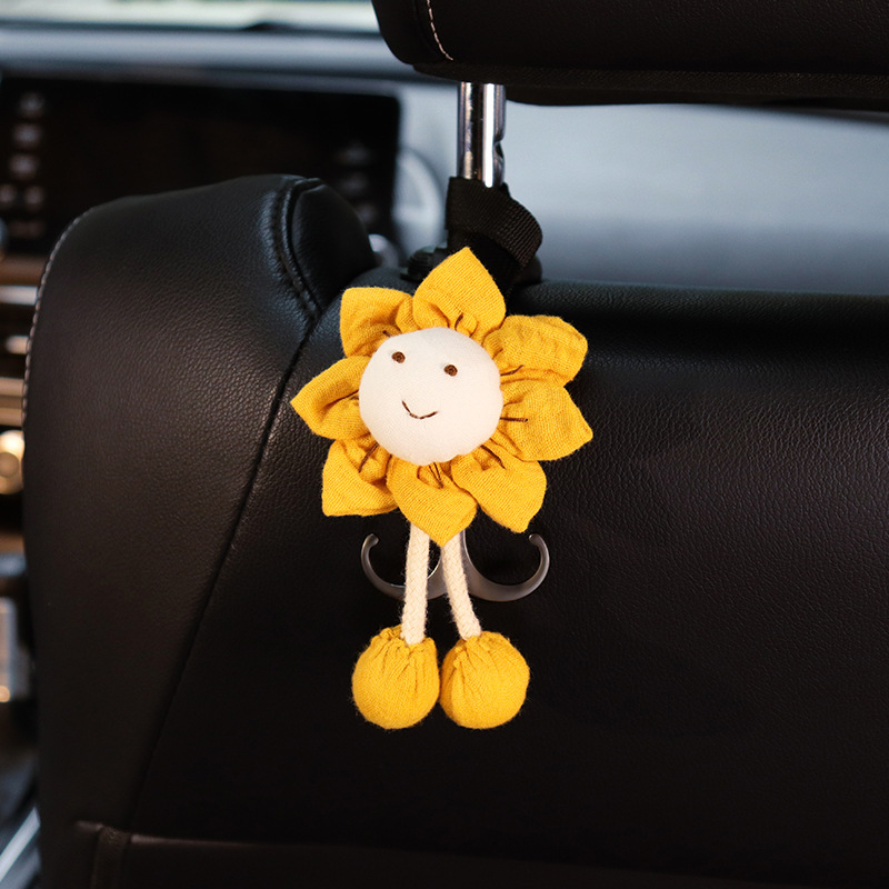 Doble gancho montado en automóviles, asiento de automóvil trasero, flores lindas, gancho de metal multifuncional, accesorios para automóviles, buenas cosas prácticas