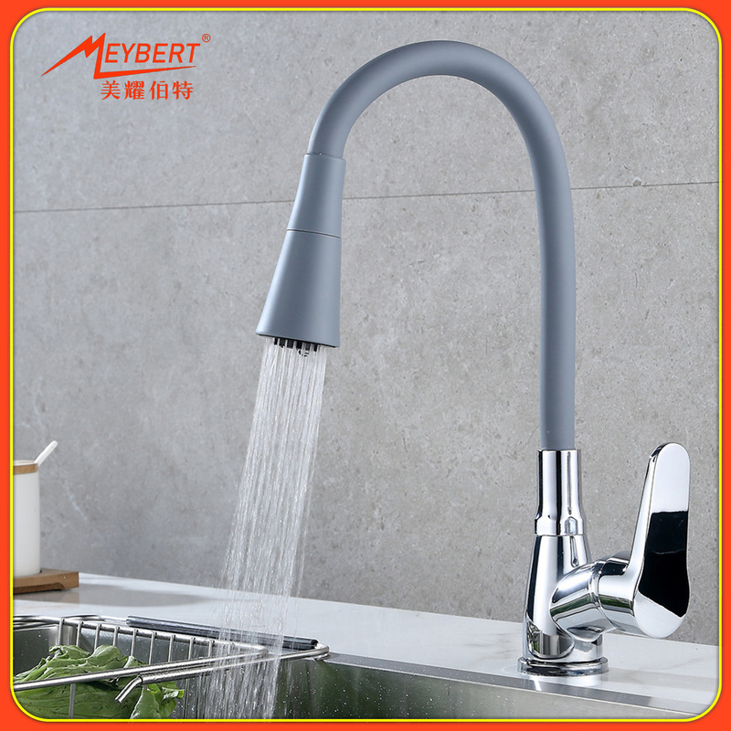 Russian Foreign Trade Kitchen Faucet Hot and Cold Color Universal Silicone Rubber Tube Spray Two-Speed Sink Faucet