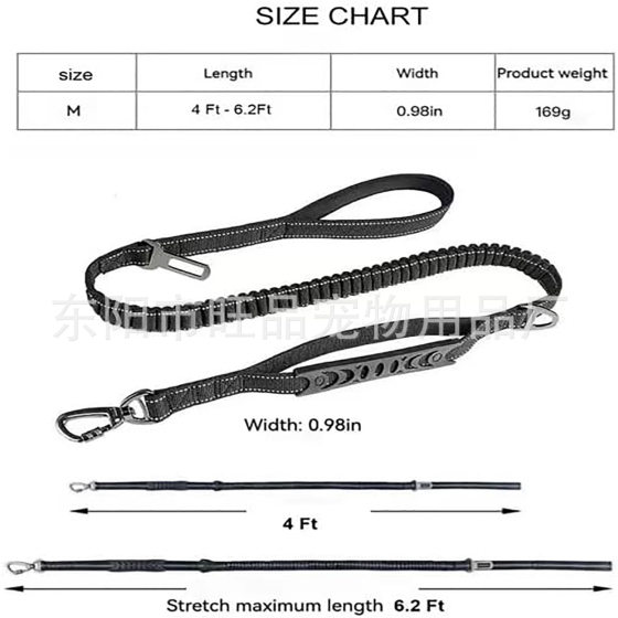 Factory direct cross-border pet supplies medium and large dog traction rope short pull long pull high strength elastic explosion-proof dog rope