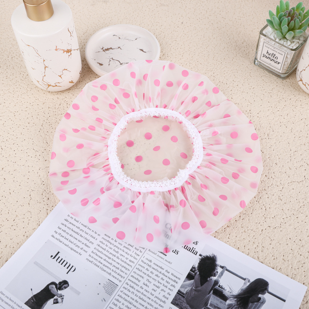 Capas de impresión de PE de una sola capa sombrero de baño más grosado sombrero de baño impermeable sombrero de pelo seco sombrero de ducha sombrero de máscara de pelo sombrero de pelo