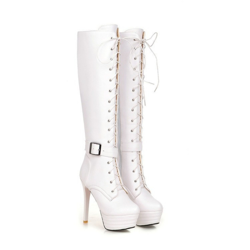 New Autumn and Winter Style Thin-Heeled Knight Boots, Over-The-Knee Long Boots, Lace-Up High-Heeled Boots, Belt Buckle, Large Size Women's Boots New Autumn and Winter Style Thin-Heeled Knight Boots, Over-The-Knee Long Boots, Lace-Up High-Heeled Boots, Belt Buckle, Large Size Women's Boots