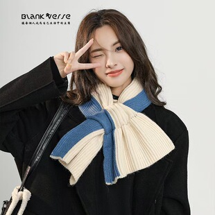Winter Neck Protection Knitted Scarf All-match Scarf Jacket Plaid Cute Wool Shoulder Fashion Warm High-end Color Matching