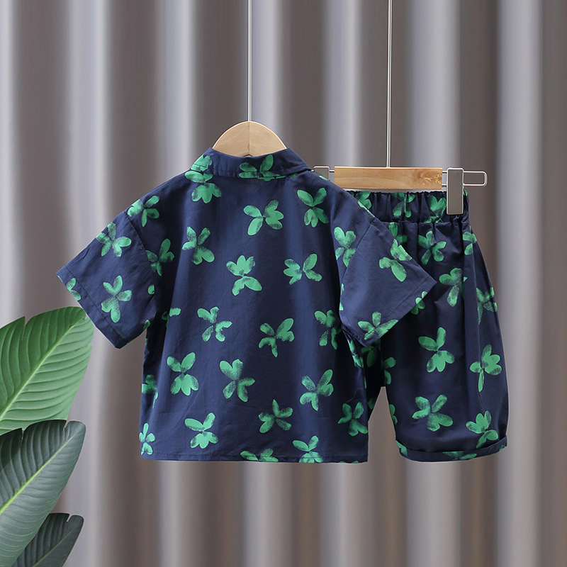 337 ropa de verano para niños traje 2022 nuevo estilo coreano camisa de manga corta traje de dos piezas ropa de bebé para niños de moda