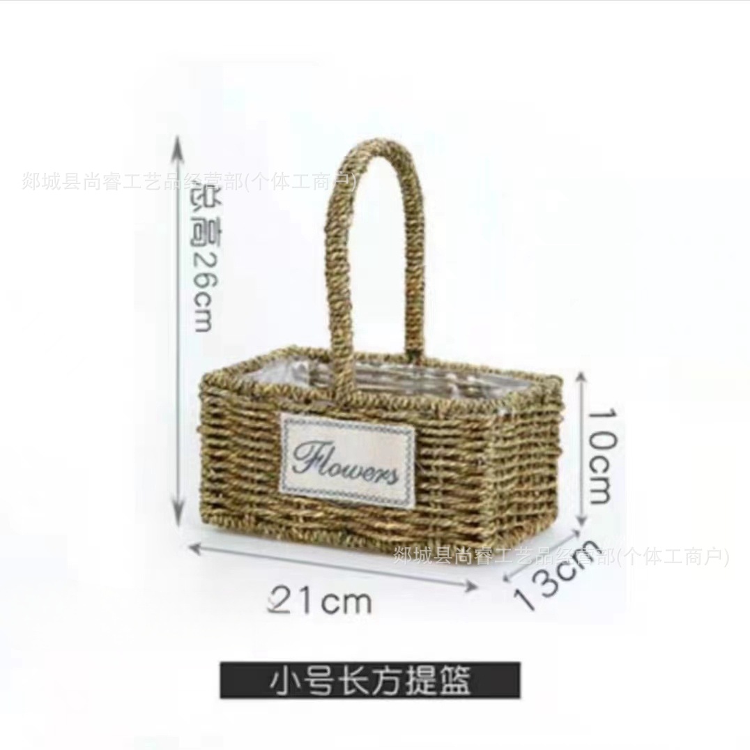 Cestas de flores tejidas a mano tejidas de paja bambú tejidas de flores tejidas a mano imitación de vid y fruta huevo caja de regalo cesta pastoral