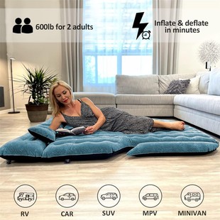 Inflatable Car Bed for Two, Pvc Flocked Suv Car Mattress, Foldable Travel Mattress for Rear Seat
