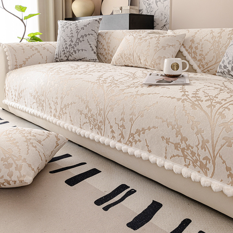 Capa de sofá de chenille francesa antiderrapante para todas as estações_voghion.com