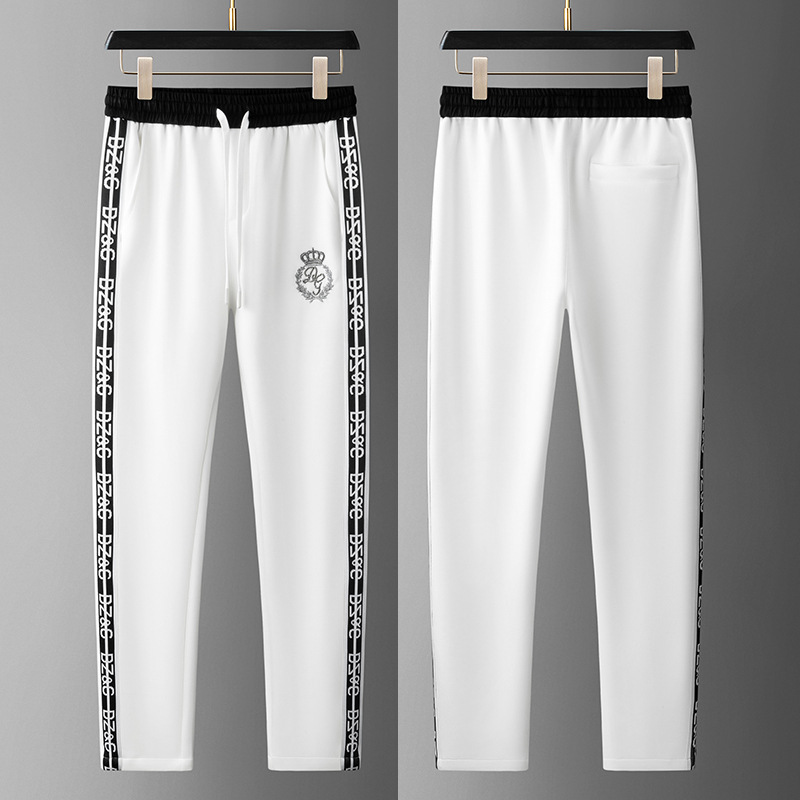 European men's 2024 spring and autumn new high-end casual two-piece men's European tide black and white contrast color matching suit