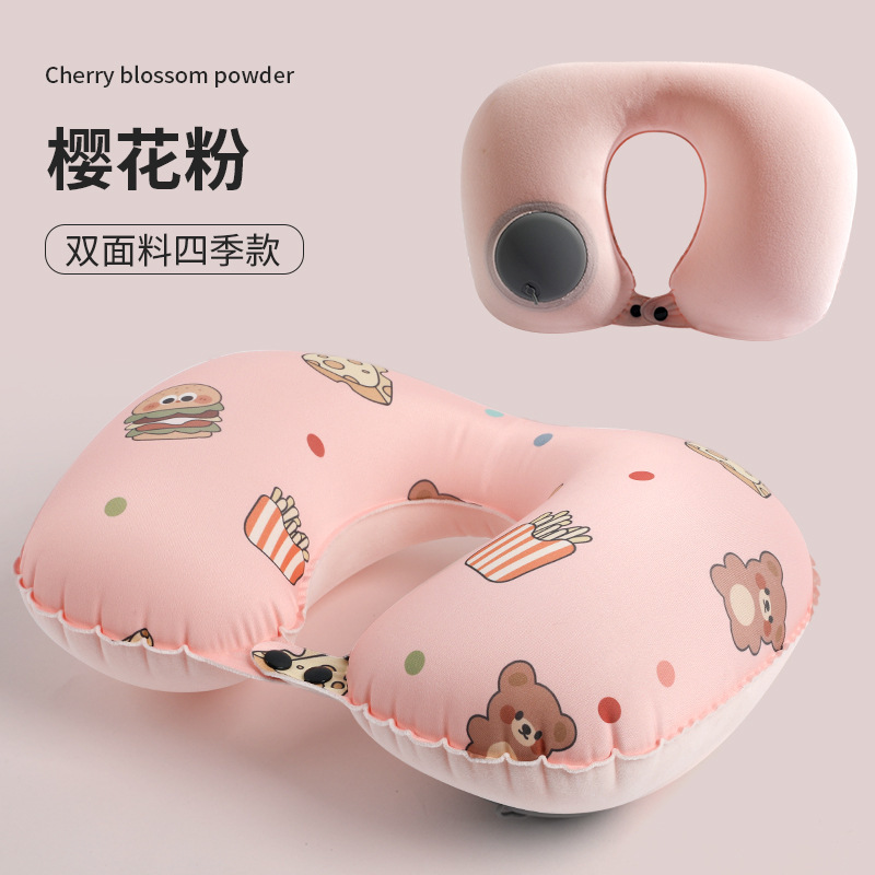 インフレータブルU字型枕、圧力式インフレータブル枕、アウトドア旅行用U字型ネックピロー、旅行用三宝、収納可能、メーカー卸売