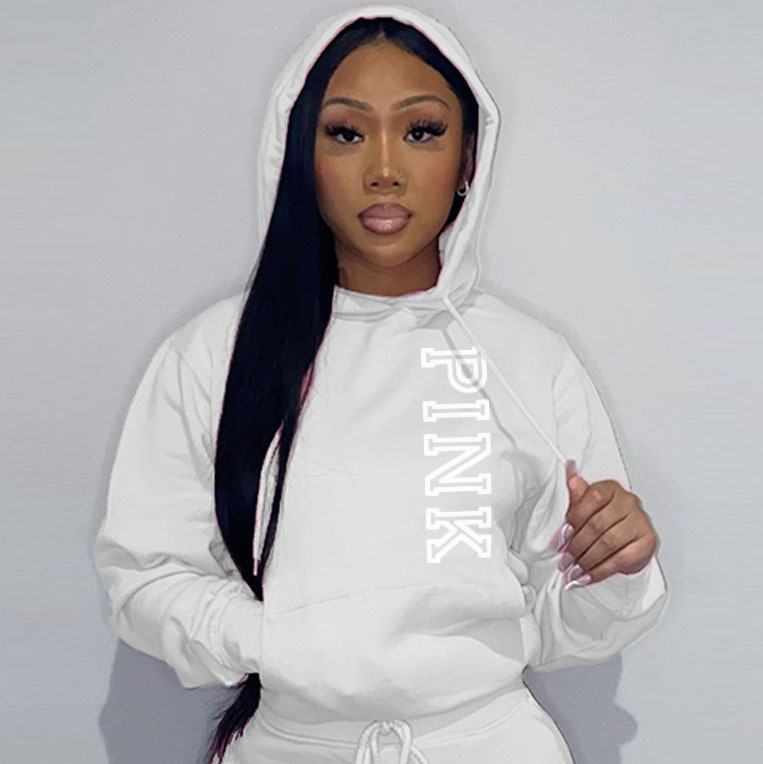 Felpa con cappuccio casual larga stampata da donna, taglia comoda, autunno e inverno, N8888P5A_voghion.com