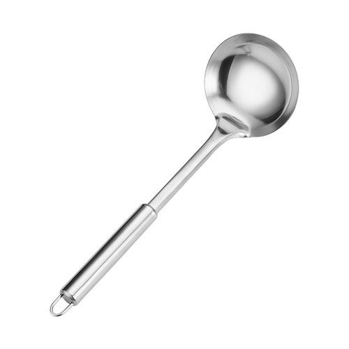 Stainless steel round handle kitchenware set, home kitchen cooking utensil combination, frying spatula, soup spoon, flour scoop, cookware