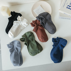 船襪男批發全棉夏季薄款吸汗運動防掉跟純色網眼隱形襪簡約日系