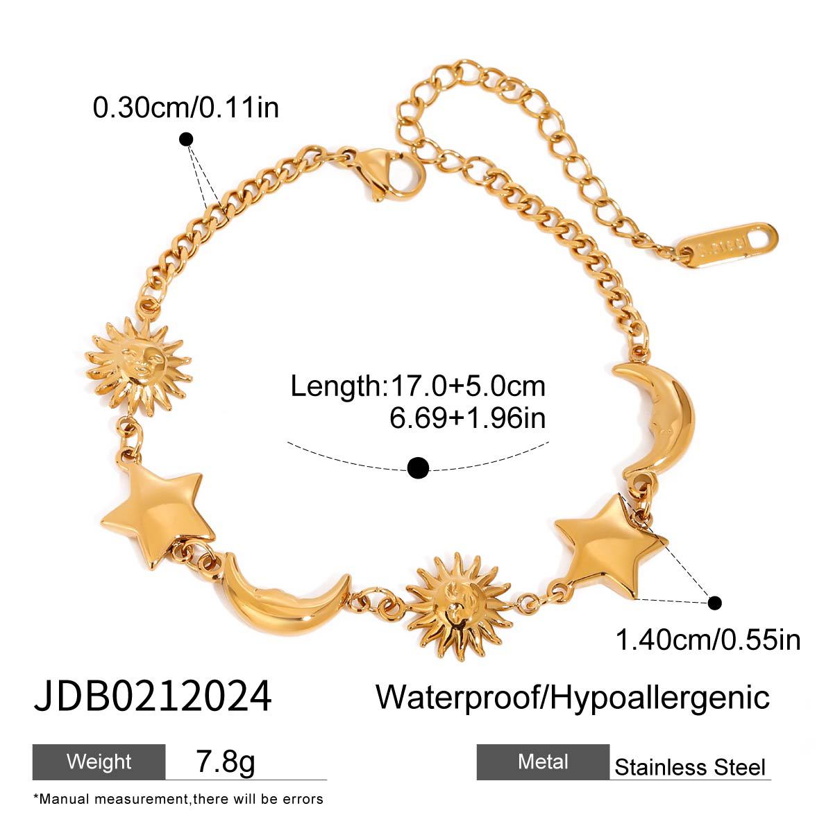 Wanxing Europa y los Estados Unidos 18K oro acero inoxidable estrellas luna playa vacaciones de verano y otoño viento DIY transfronterizo no desvanecer pulsera mujer