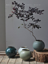 设计感诧寂风新中式禅茶空间桌面摆件可种植物陶罐陶瓷小号月亮罐