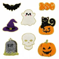 かわいい漫画ハロウィン刺繍布ステッカーゴールドエッジタオル刺繍パッチアクセサリー衣類アクセサリーアイロン接着剤在庫あり