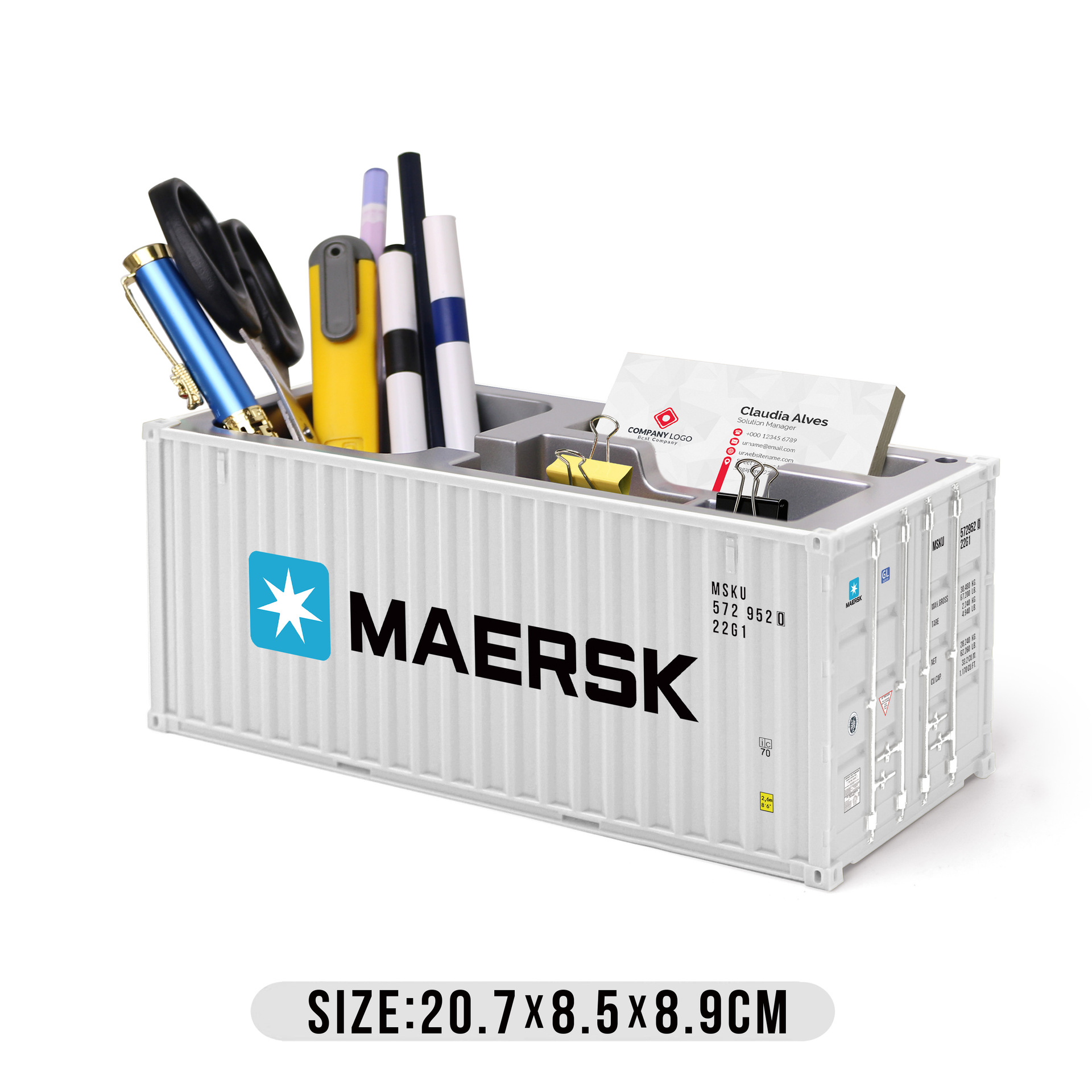 Caja de tarjetas de visita Maersk Pen Holder Blanca