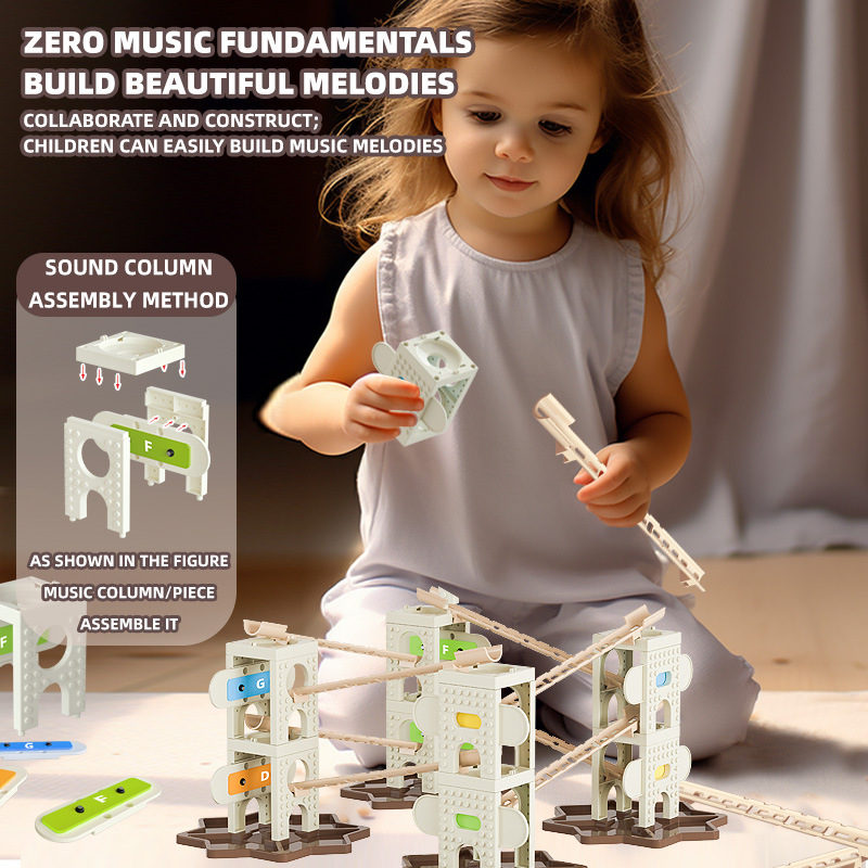 Nuevo producto Música Composición Pista de bolas Pista de bricolaje para niños Construcción de bloques de construcción Pista de música Bola Juguetes educativos