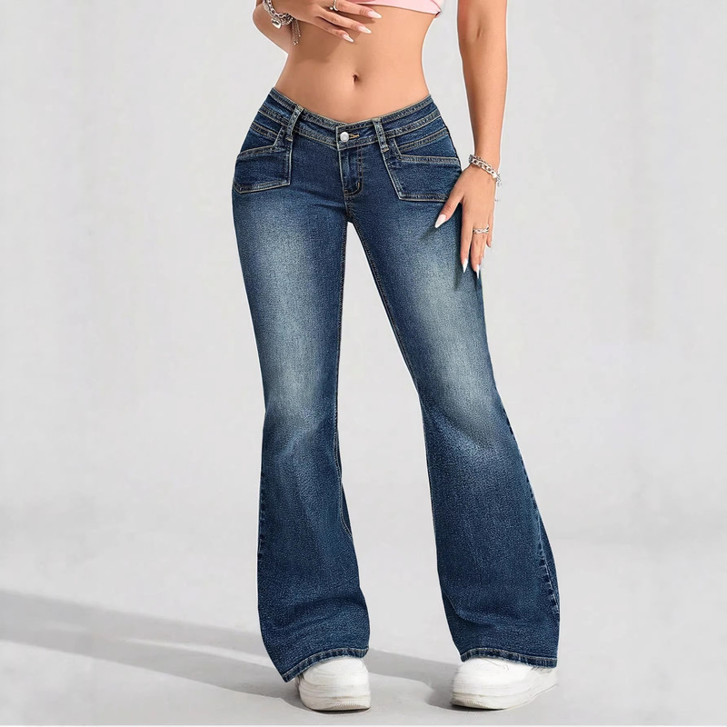 Cross-Border Exclusive Supply for Amazon Temu, New European and American Foreign Trade Style, Stretchy Slim-Fit Flared Jeans for Women