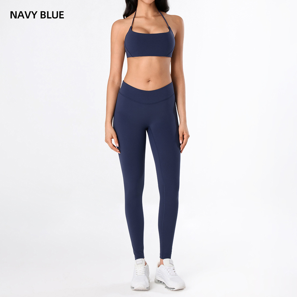 Yoga desnudo chaleco de mujer nuevo cintura alta hip running pantalones de entrenamiento elástico ajuste conjunto de ropa de entrenamiento