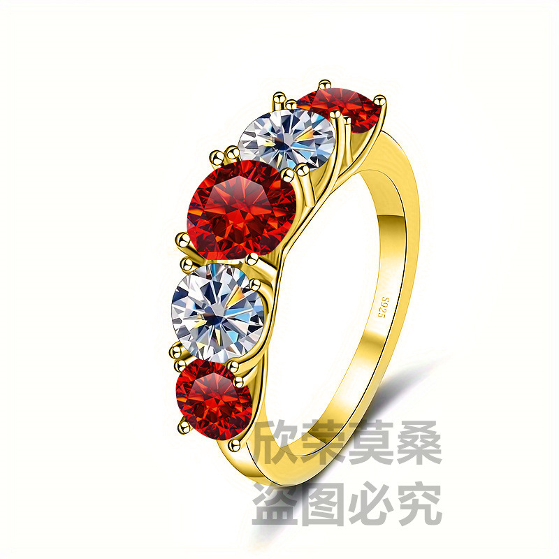 S925 plata D auténtico anillo de diamante de cinco estrellas de diamante anillo de diamante de mujer anillo de diamante de diamante de diamante al por mayor