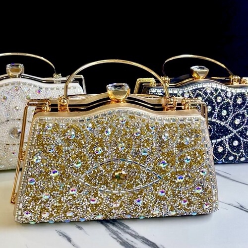 New Cross-border Exquisite Evening Bag with Diamond Accents for Ladies Matching Qipao, Bag Noblewoman Ballroom Handbag Water Diamond