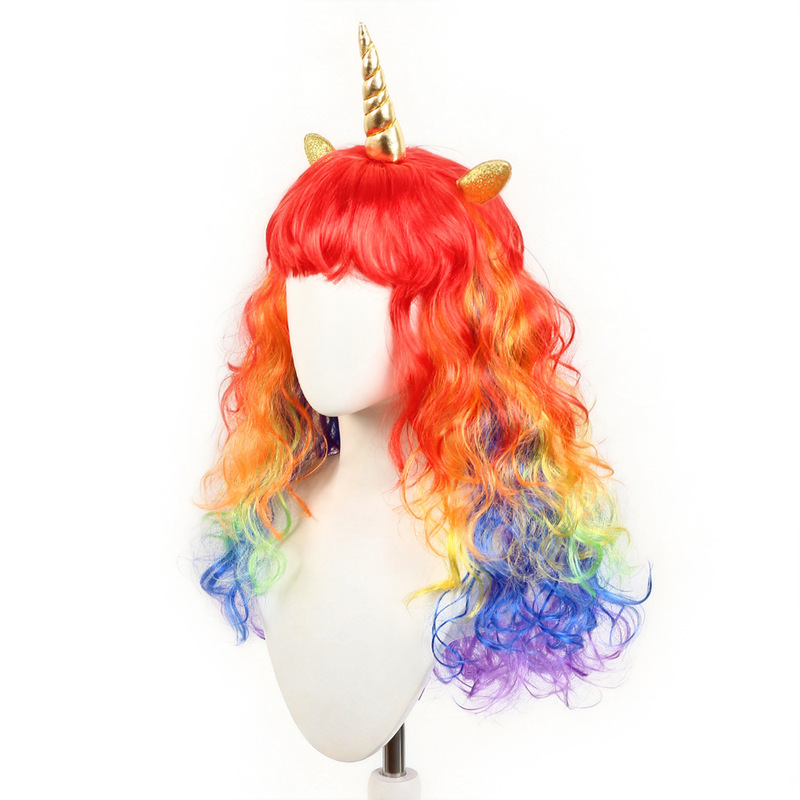 Cross-border new product: Halloween cosplay wig, wavy colorful long curly hair, Christmas punk rock hair set Cross-border new product: Halloween cosplay wig, wavy colorful long curly hair, Christmas punk rock hair set