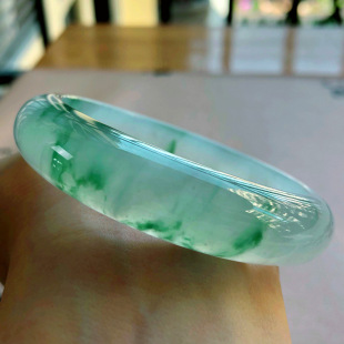 Floating Flower Jade Bracelet Ice Floating Flower Jade Bracelet Myanmar Sunny Water Floating Flower Wide Quartzite Green Bracelet