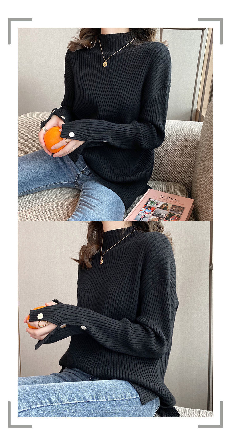 loose half high neck sweater nihaostyles clothing wholesale NSFYF86032