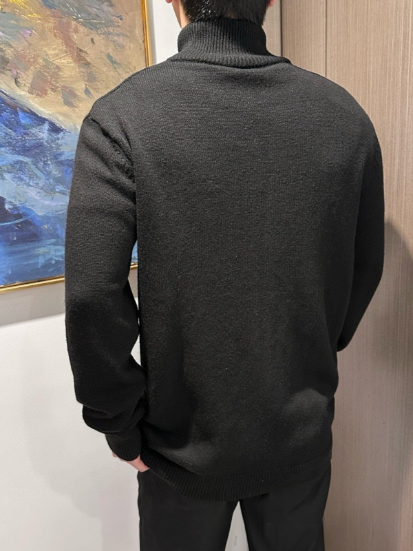 正确版本25FW新款P家胸前刺绣LOGO拉链针织毛衣开衫男女同款百搭|undefined