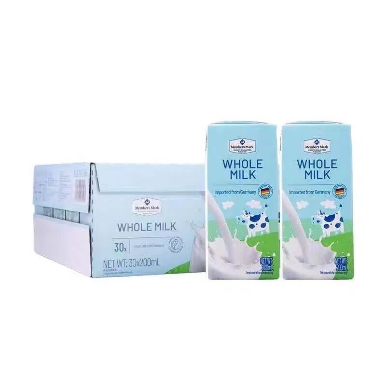山姆代购生牛乳纯牛奶德国进口 全脂牛乳（灭菌乳）200ml*30