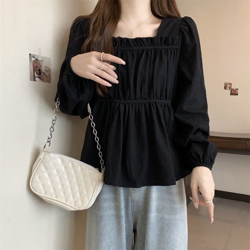 大码女装新款衬衣长袖雪纺衫女藏肉微感设计秋季宽松胖M'M遮肚上|undefined