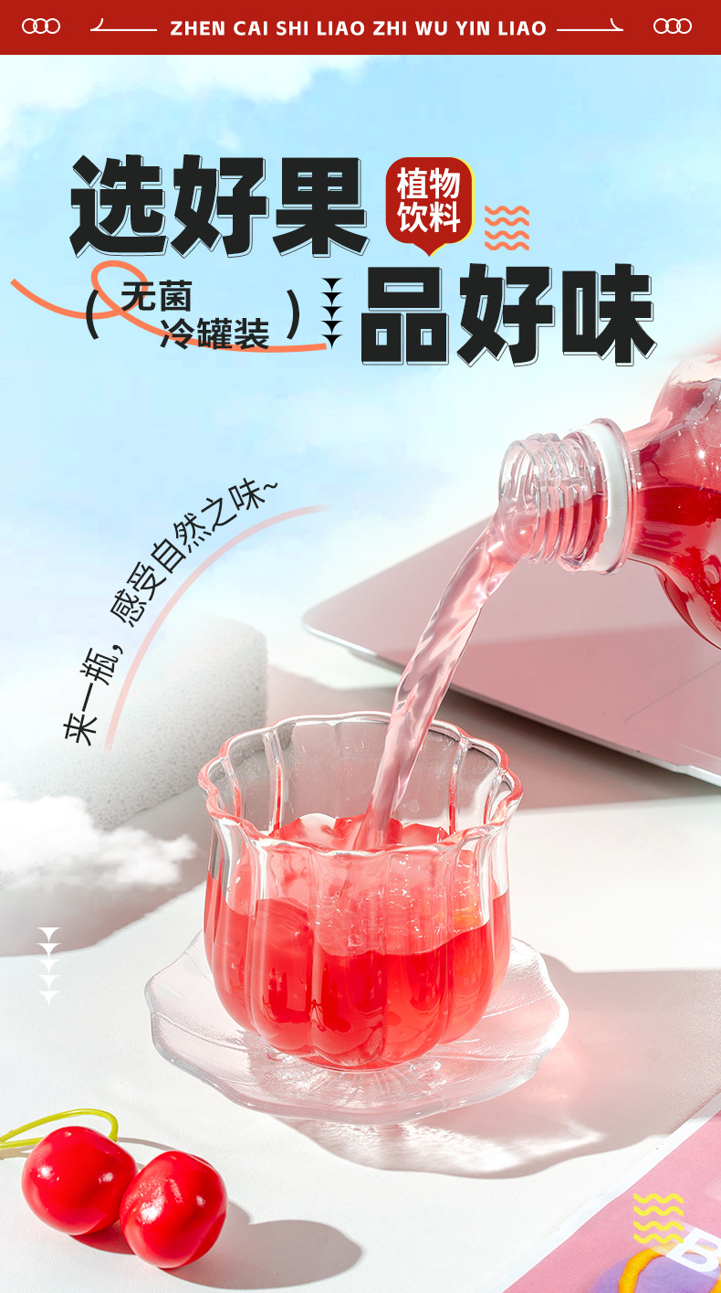 Cherry Multivitamin Fruit Drink (Prunus cerasus) — Fresh-Pressed Botanical Beverage, 5000g Bottle in use