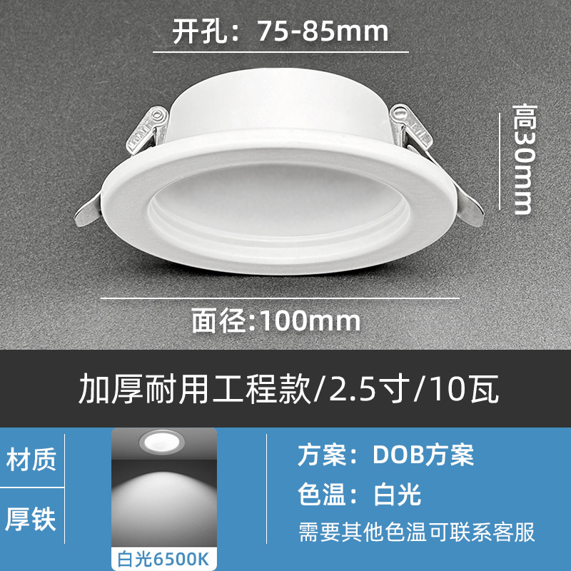 厚铁2.5寸10W白光筒灯