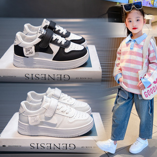2025 Spring and Autumn New Casual Medium and Large Children's Versatile Children's Shoes Velcro Soft Sole White Shoes Boys' Sports Shoes