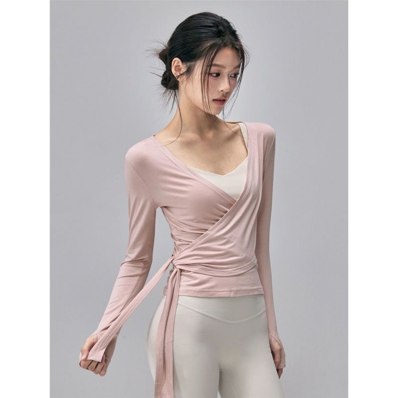 Women's New Yoga Long-Sleeve T-Shirt, Solid Color, Simple Design with Straps, for Running, Fitness, Sports, and Pilates Training Women's New Yoga Long-Sleeve T-Shirt, Solid Color, Simple Design with Straps, for Running, Fitness, Sports, and Pilates Training