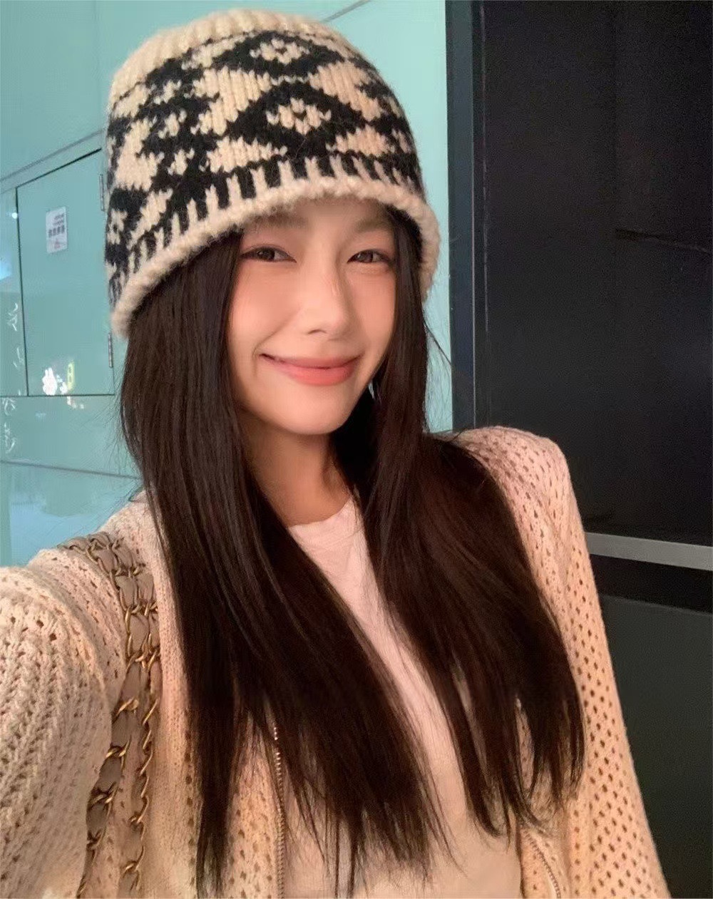 Vintage schwarze Fischermütze mit Karomuster für Damen, Herbst/Winter, gesichtsschlankmachend, vielseitig, für großen Kopfumfang, Strickmütze_voghion.com