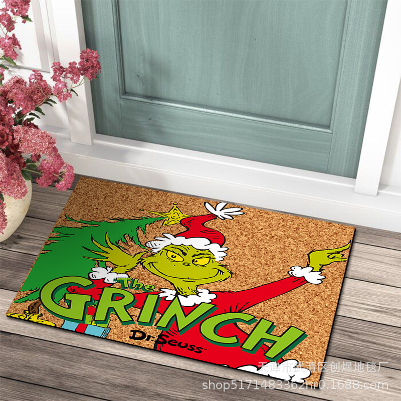 Spot Grinch Floor Mat Cross Border Christmas Carpet Holiday Entry Door Mat Green Clown Foot Mat Spot Grinch Floor Mat Cross Border Christmas Carpet Holiday Entry Door Mat Green Clown Foot Mat