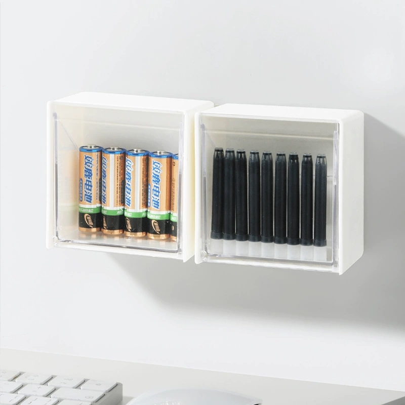 Small wall-mounted storage box transparent compartment storage box flip-top punch-free wall storage and storage rack for small objects