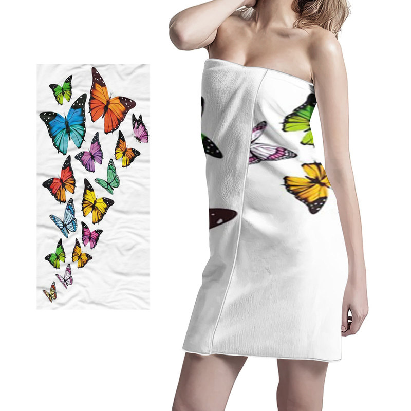 Factory direct supply double-sided velvet bath towel beach towel square beach towel microfiber towel butterfly beautiful Factory direct supply double-sided velvet bath towel beach towel square beach towel microfiber towel butterfly beautiful