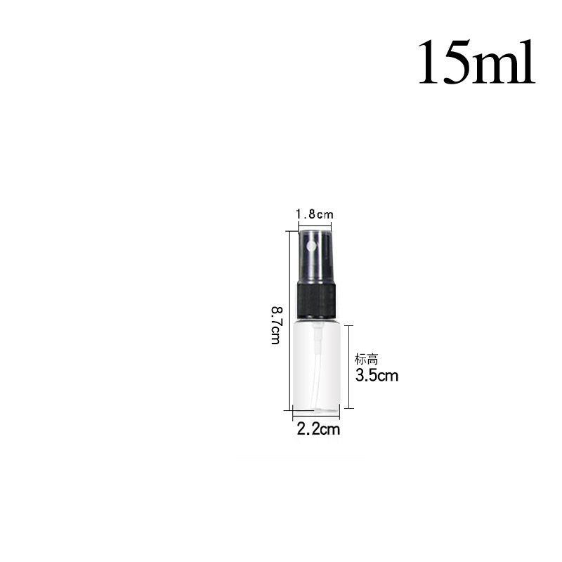 Regadera botella de plástico para mascotas sub-Botella perfume botella vacía niebla fina spray lateral botella de muestra transparente botella de spray