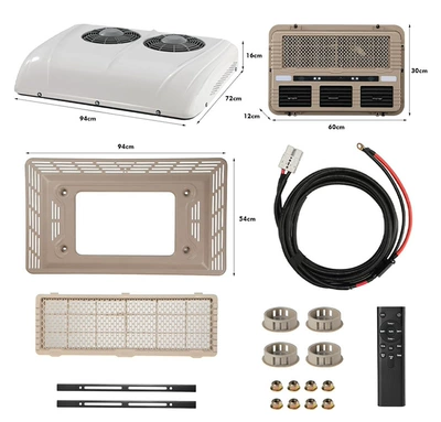 Automotive air conditioning: scroll cooling and heating integrated - double-fan-white-eac002t2301-12v